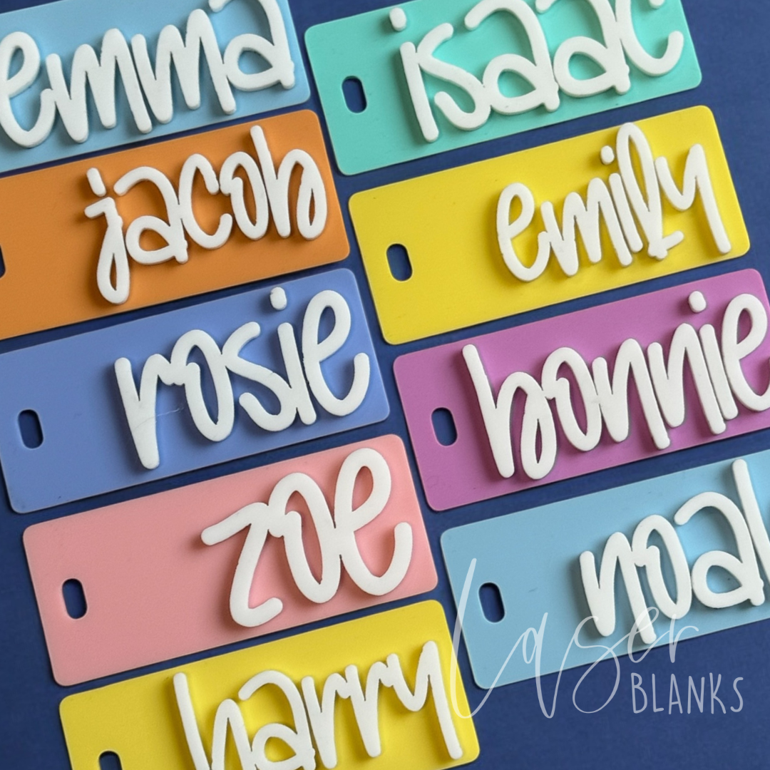 Personalised Name Bag Tag | Rectangle Layered Acrylic | Bag Tag