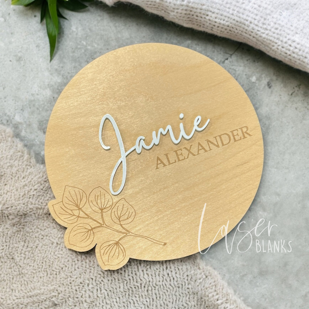 Eucalyptus Birth Announcement | Name Announcement Plaque | Ready Made