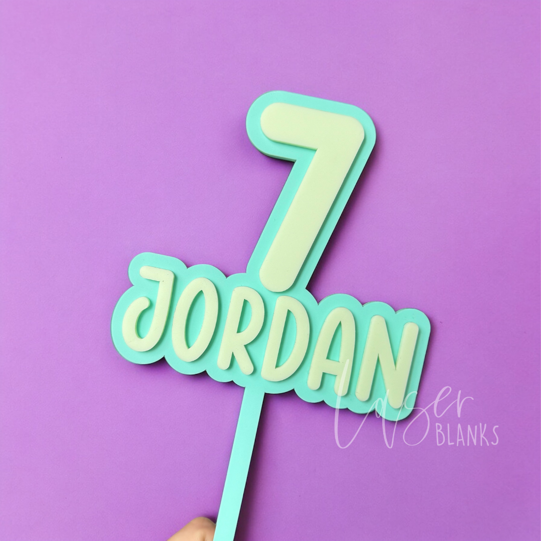 Number + Name Cake Topper | Personalised Block Lettering