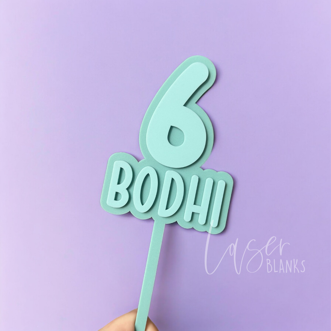 Number + Name Cake Topper | Personalised Block Lettering