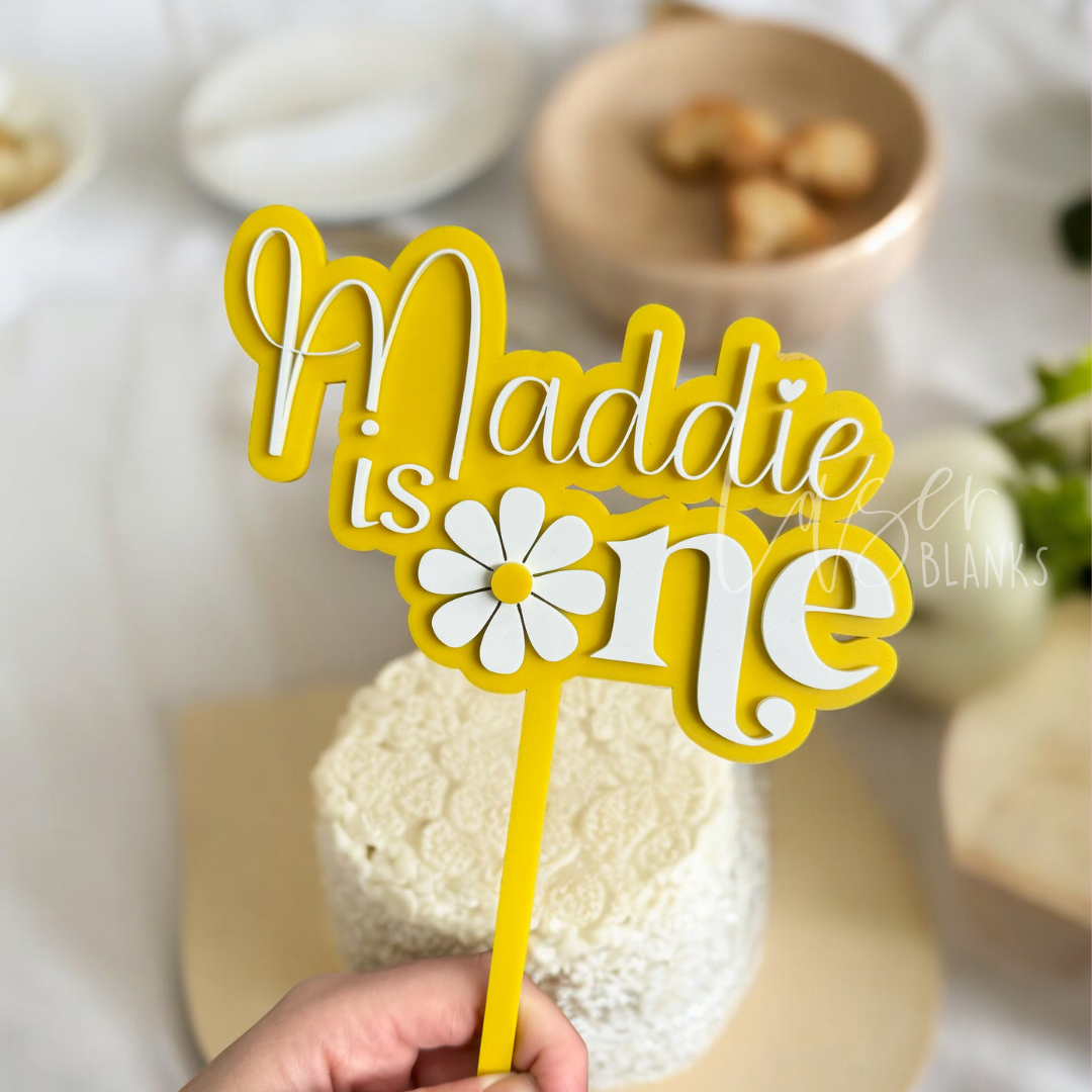 Name + Daisy One Cake Topper | Personalised