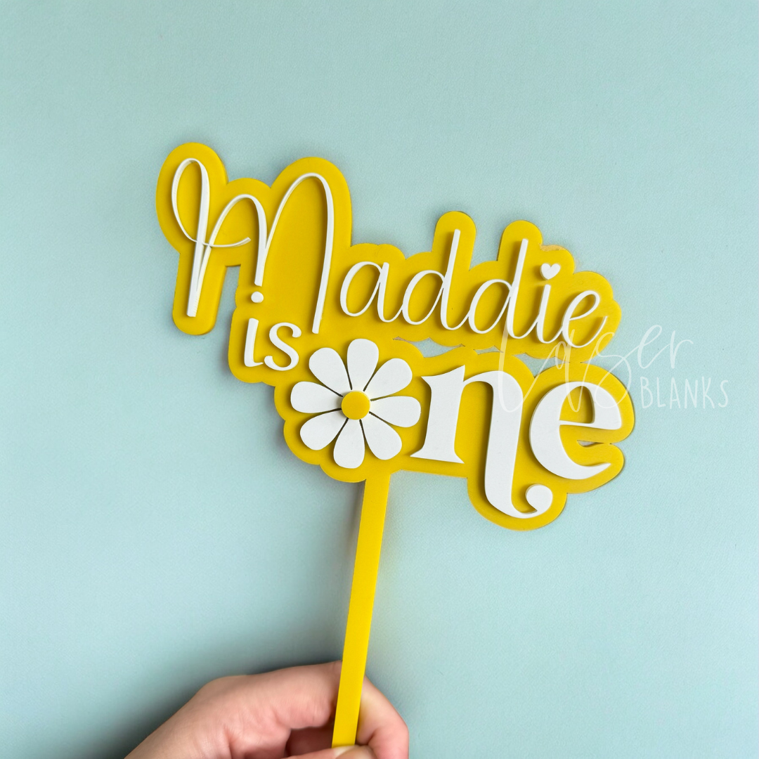 Name + Daisy One Cake Topper | Personalised